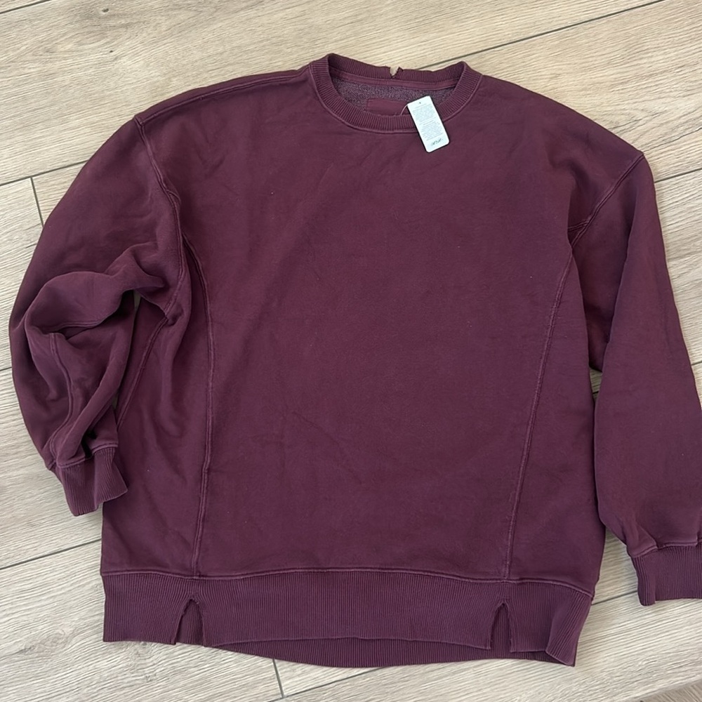 aerie Oversized Maroon/Brown Pullover Sweatshirt - Picture 4 of 6